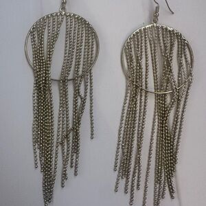 Gold Hoop Fringe Earrings